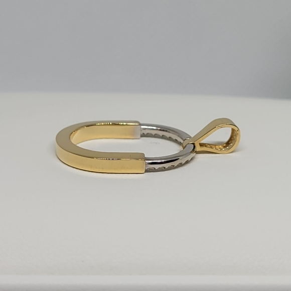 18K Two-Tone Japan Gold Oval Pendant - Picture 5 of 13